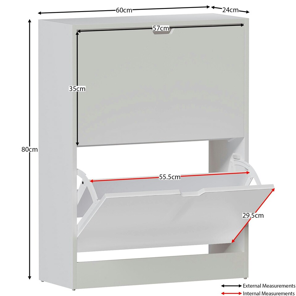 image 1 of Vida Designs 2 Drawer Shoe Cabinet Shoe Rack Storage Cupboard, 100% FSC, White
