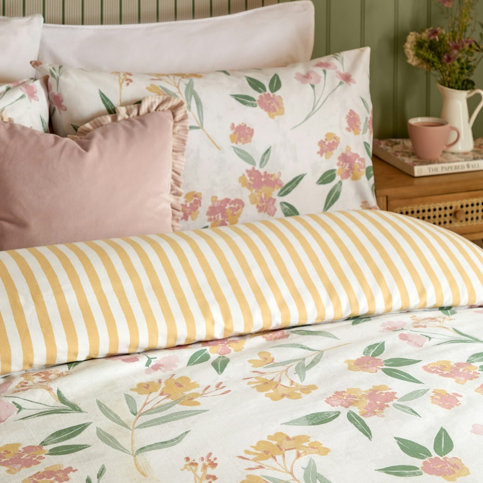 image 1 of Wylder Betsie Printed Reversible Super King Duvet Cover Set | Yellow | Super King | 1