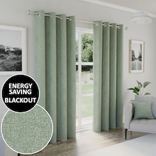 Enhanced Living Austin Blackout, Thermal Green Curtains with Eyelet Header (PAIR) - 90x90 inch (229x229cm)