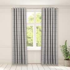 OHS Textured Woven Check Eyelet Curtains, 66x90" - Grey