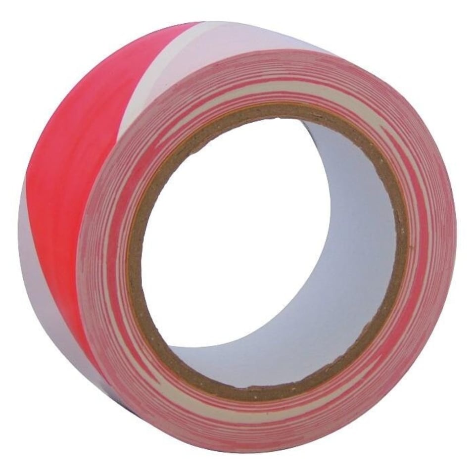 50mm x 33m Self Adhesive Hazard Tape Red & White - One Colour - One Size