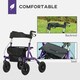 image 3 of HOMCOM Folding Rollator Walker with Seat, Backrest, Lightweight Walking Frame with Storage Bag, Dual Brakes, All-terrain Wheels, Adjustable Handle Height, 4 Wheeled Walker for Seniors, Purple