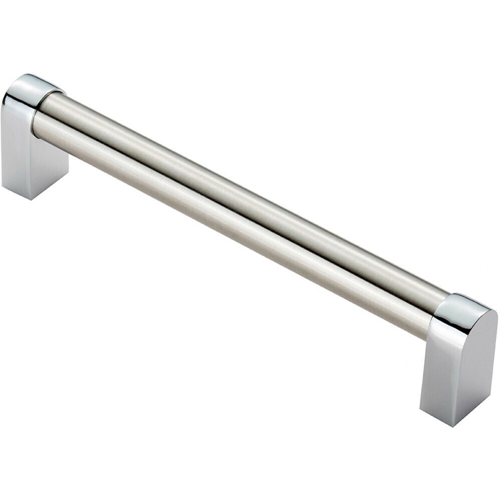 Loops Round Tube Pull Handle 176 x 16mm 160mm Fixing Centres Satin Nickel & Chrome in Metallics
