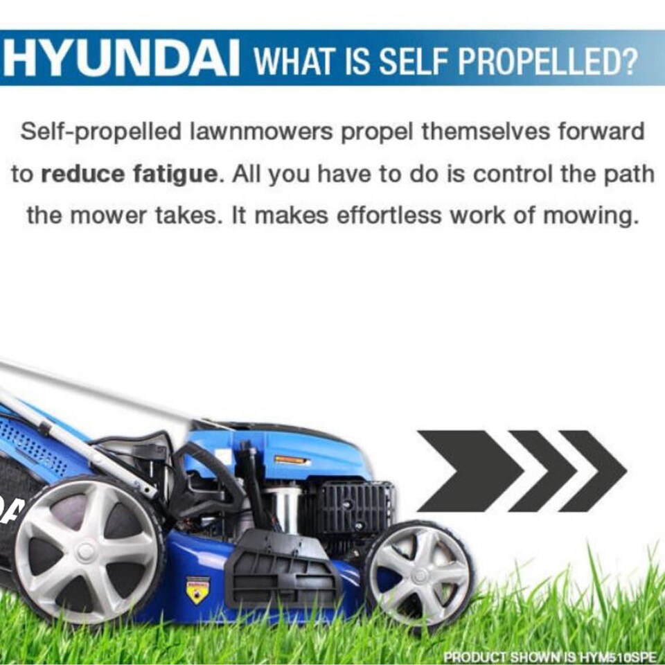 image 1 of Hyundai Self Propelled Petrol Roller Lawnmower Electric Start 17"/43cm 139cc Foldable Lawn Mower HYM430SPER