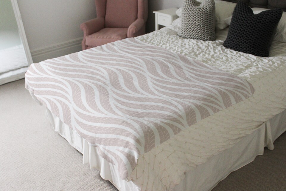 image 1 of Geometric Pattern With Leaves Blanket | Multi