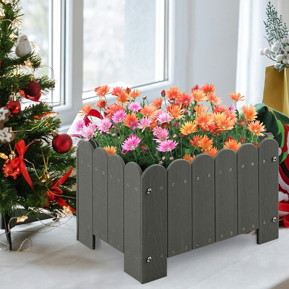 image 1 of COSTWAY 2 Pack Planter Box Raised Garden Bed Grey