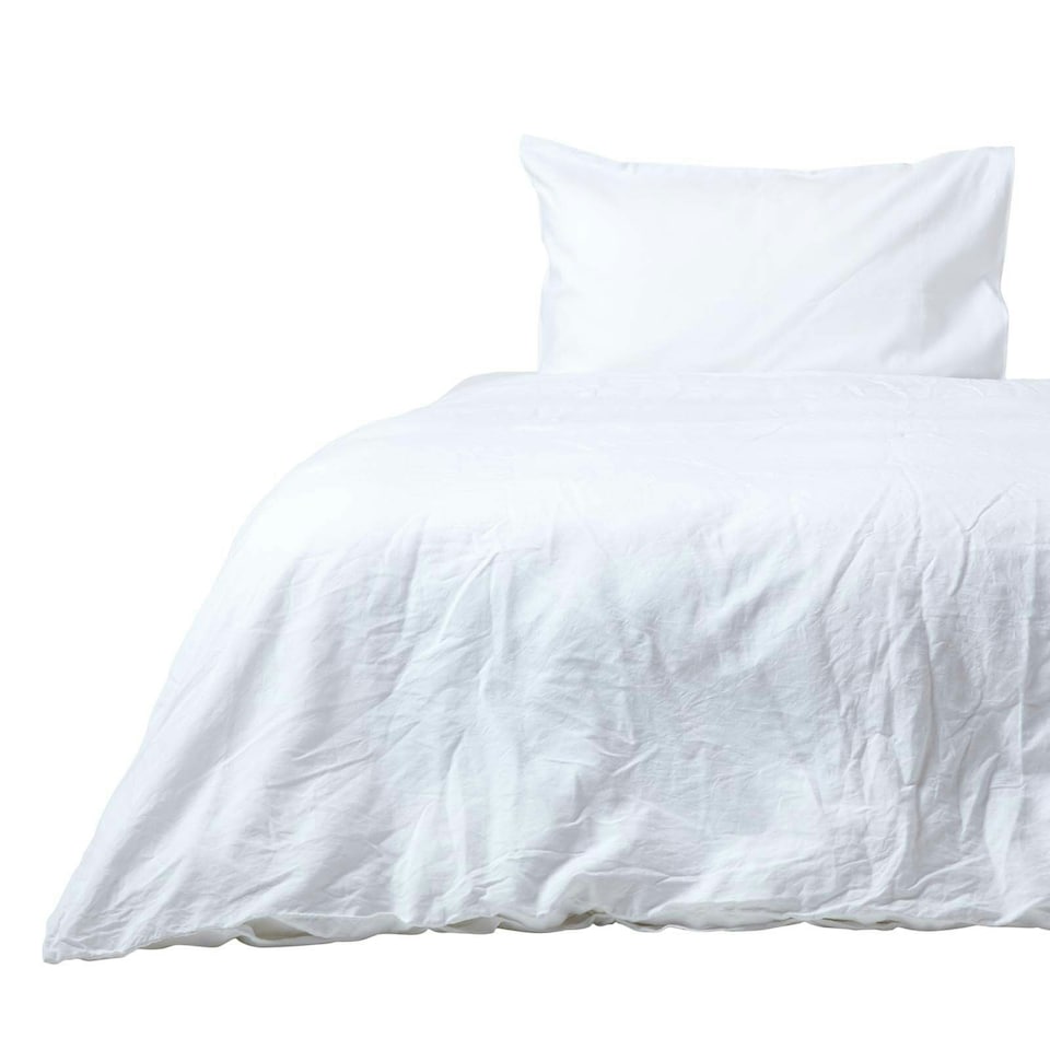image 1 of Homescapes White European Size Linen Duvet Cover Set - 150 x 200 cm | Multi | Not provided