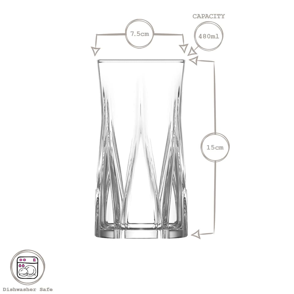 image 1 of LAV Zoey Highball Glasses - 480ml - Pack of 12