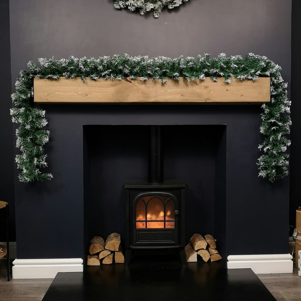image 1 of 2.7m Snow Tipped Green Christmas Garland with 260 Tips