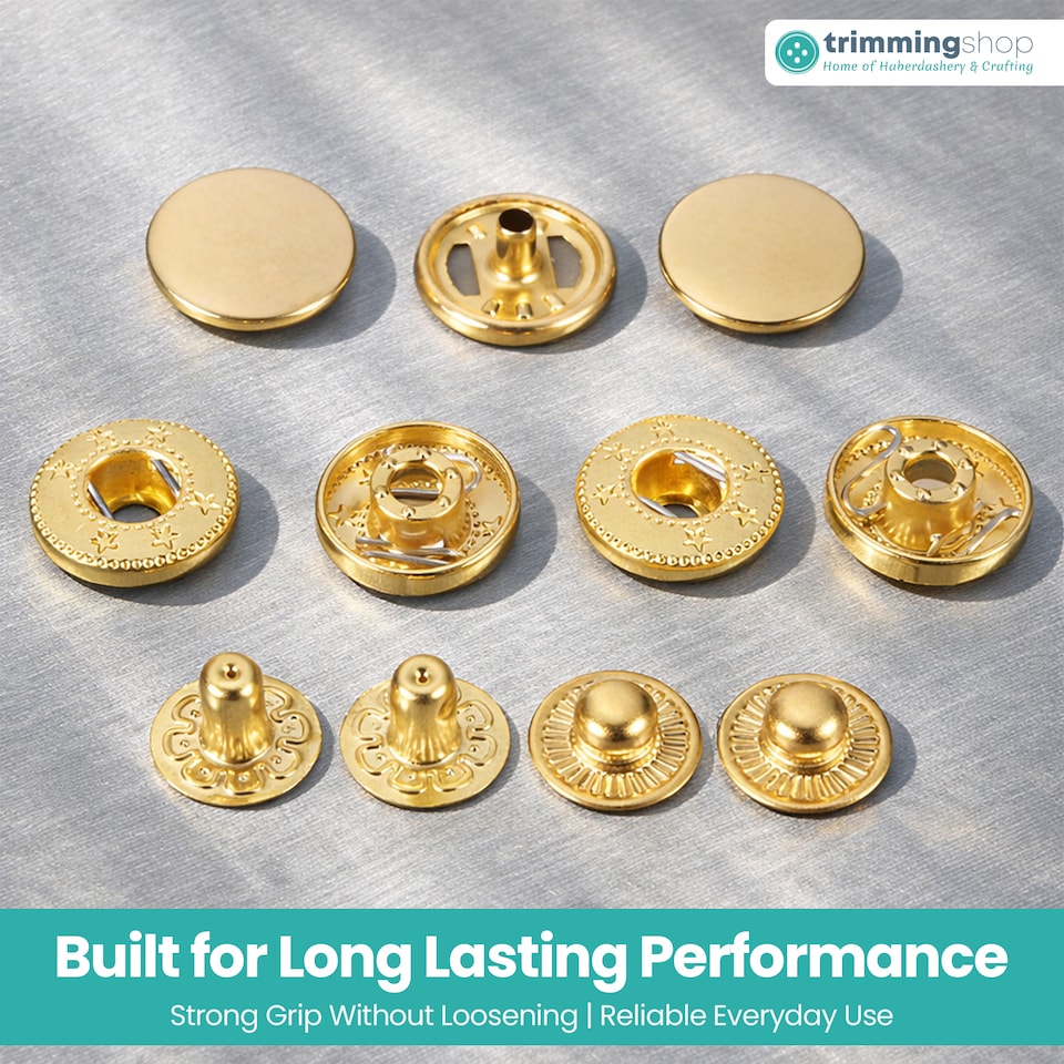 image 1 of 10mm S Spring Press Studs 4-Part, Durable & Lightweight - 10pcs