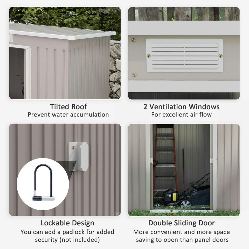 image 1 of Outsunny 7 x 4ft Metal Garden Storage Shed w/ Double Door Grey