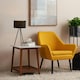 image 2 of Teamson Home Kingston Side Table With Faux Marble Top Solid Wood Leg, Walnut Finish