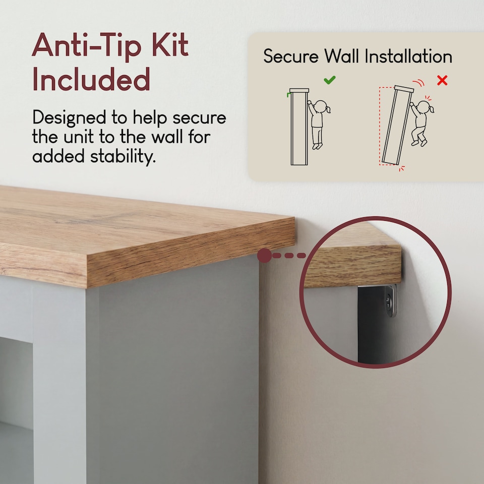 image 1 of Vida Designs Arlington 3 Tier Bookcase Shaker Style Display Storage, Grey & Oak