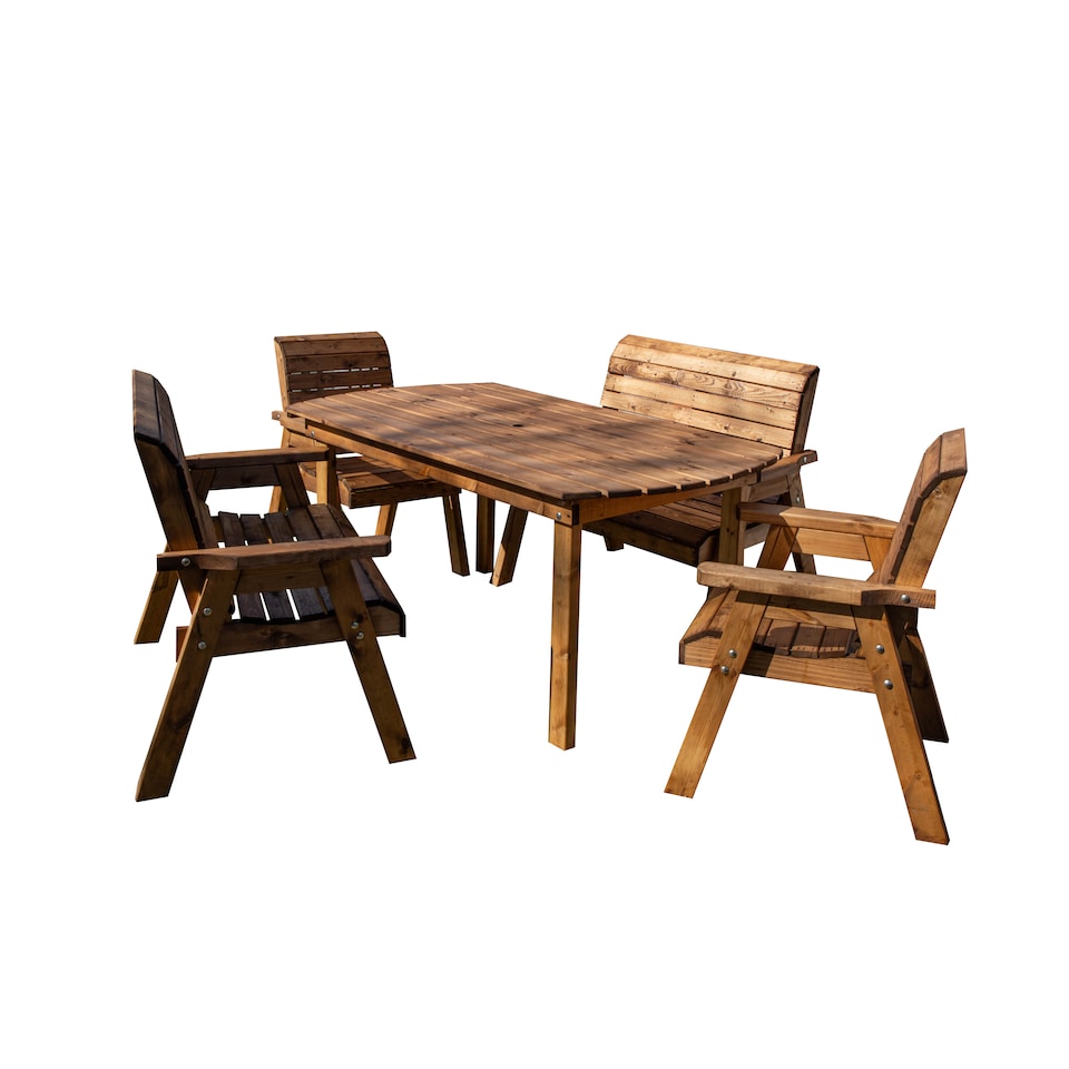 image 1 of Hand Made 6 Seater Chunky Rustic Wooden Garden Furniture Table and Chairs Set