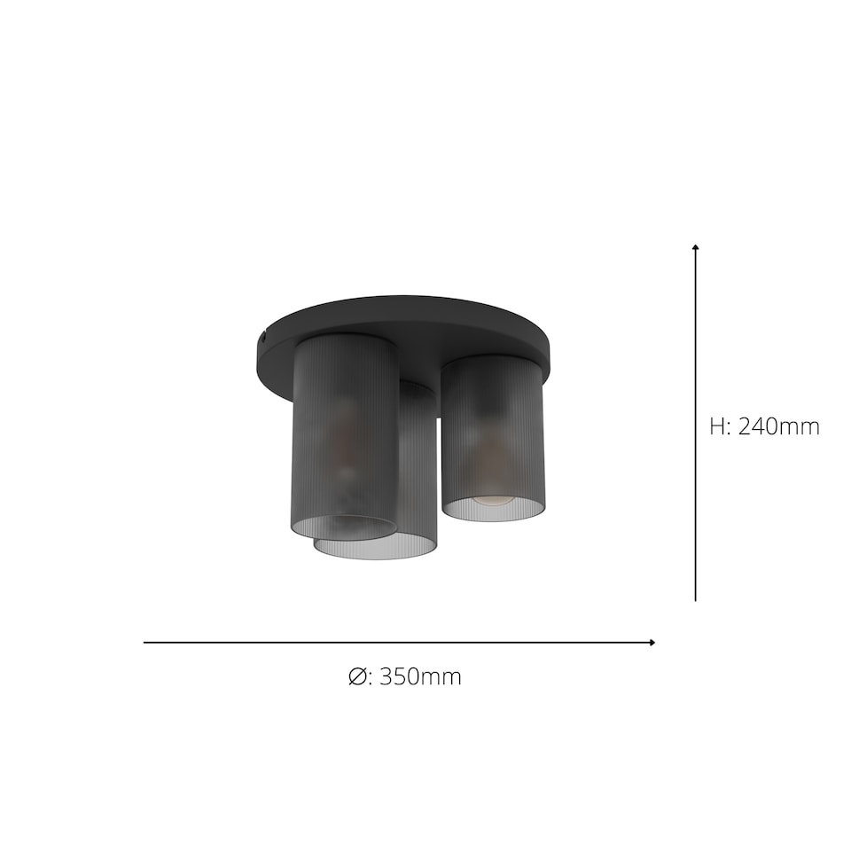 image 1 of EGLO Colomera Black Glass & Steel Flush Mount Ceiling Light