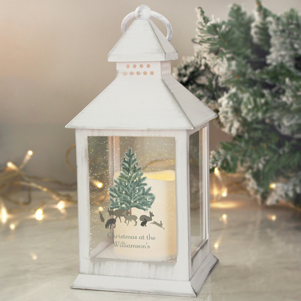 image 1 of Personalised A Winter's Night White Lantern
