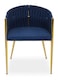 image 1 of Orsina Blue Dining Chair with Woven Back, Dining Room Chair with Braided Pattern, Curved Back Restaurant Chair