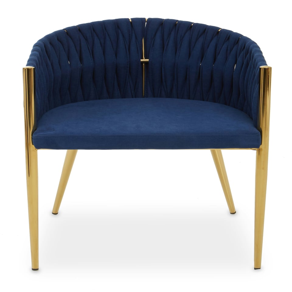 image 1 of Interiors by Premier Blue Dining Chair with Woven Back, Dining Room Chair with Braided Pattern, Curved Back Restaurant Chair Blue