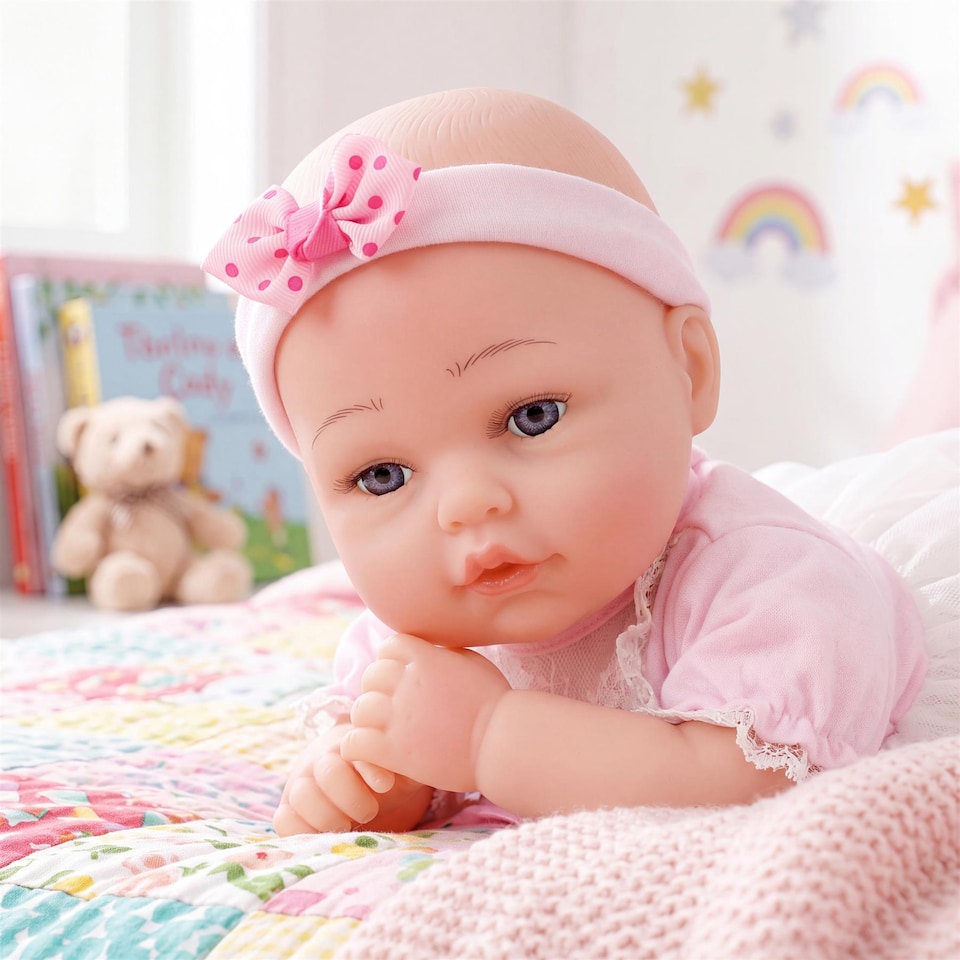 image 1 of BiBi Doll 17" Begonia Reborn Baby Doll Girl With Toy Dummy & Bottle