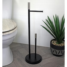 Showerdrape Chester Black Toilet Roll Holder & Spare Paper Holder Combination