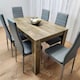 image 4 of Dining Table and 6 Chairs Rustic Effect Wood Table 6 Grey Leather Chairs Dining Room Brown