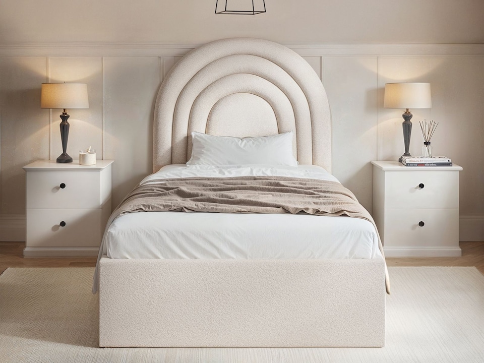 image 1 of Flair Ava Single Ottoman Bed Cream Boucle