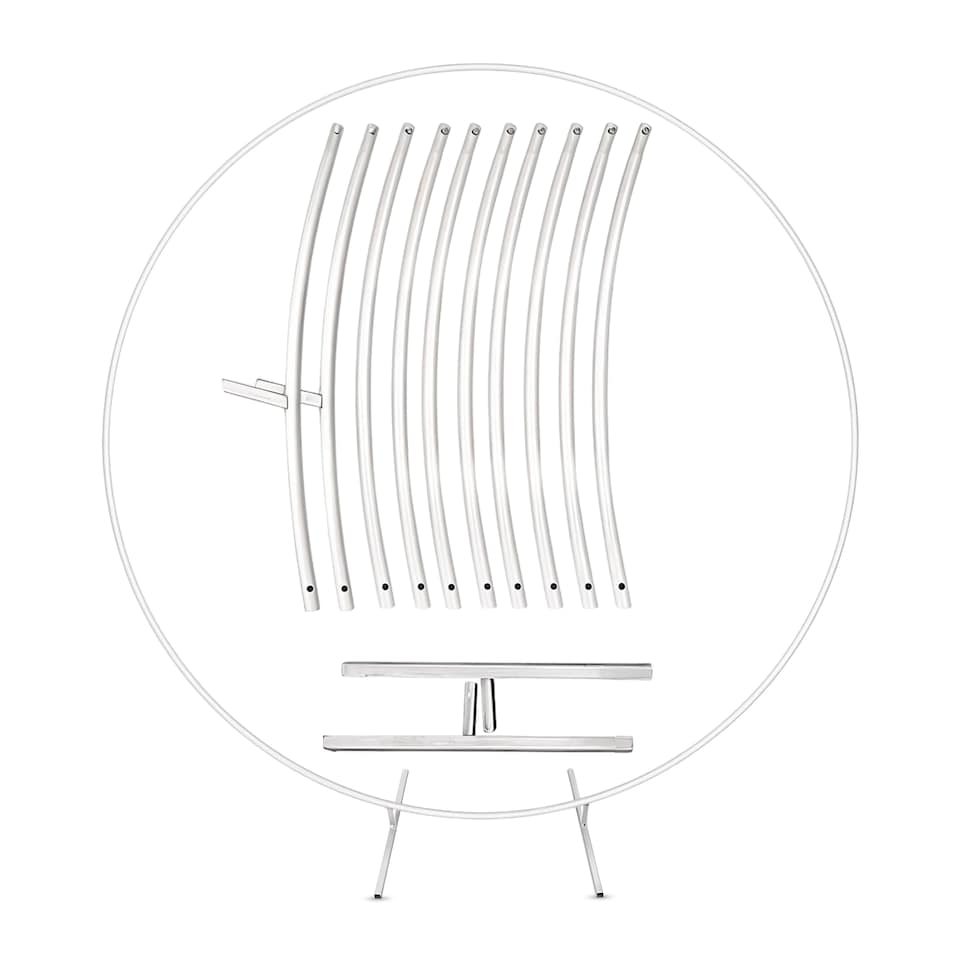 image 1 of White Balloon Arch Stand with Floor Base Plants Circle Frame - 180cm