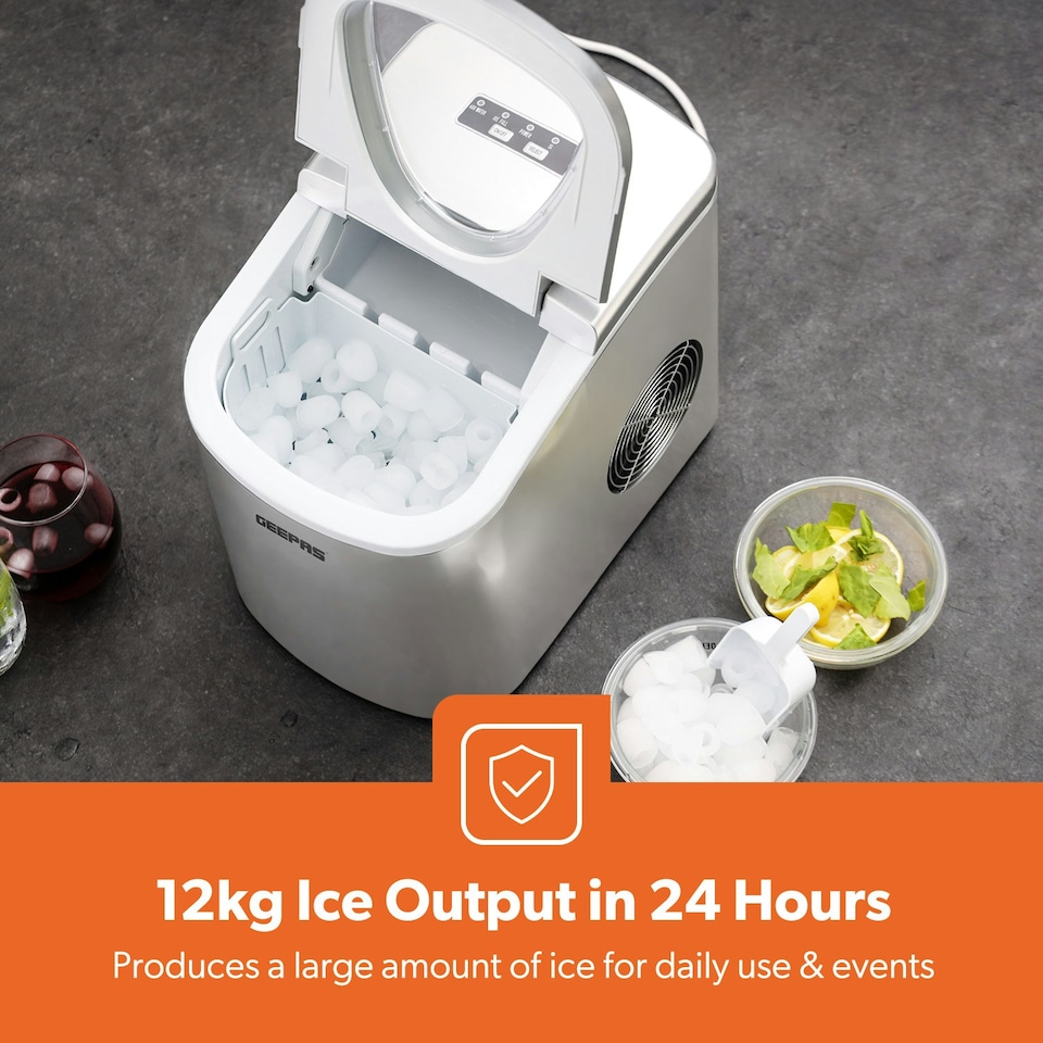 image 1 of GEEPAS Countertop Ice cube Maker - 2.2L Tank, Silver
