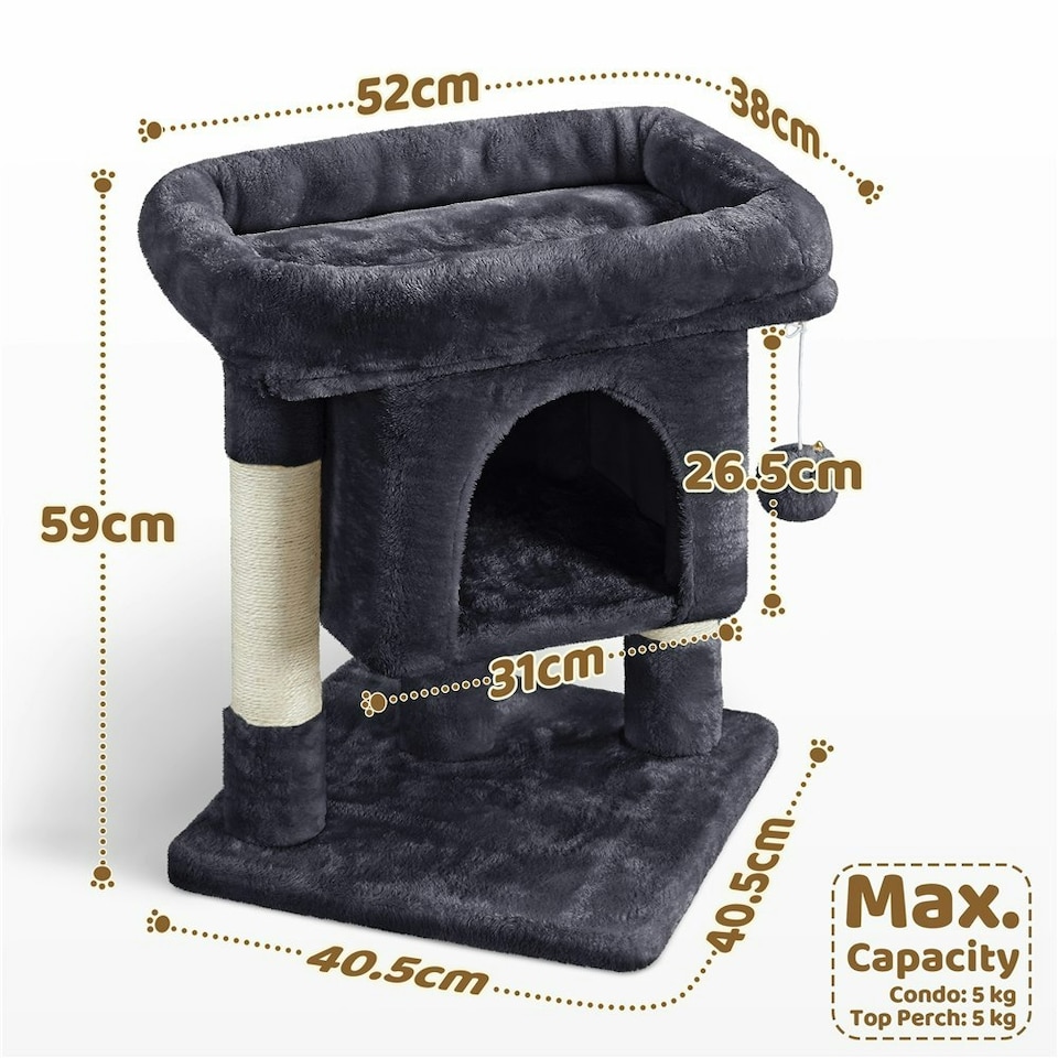 image 1 of Yaheetech 59 cm 2-Level Cat Tree with Condo Black