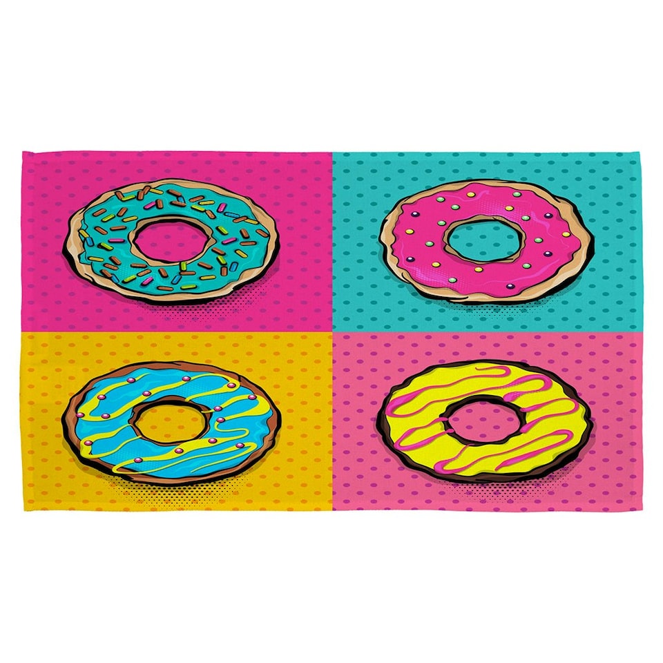 image 1 of Set doughnut sweet food, donut cartoon pop art style (Kitchen Towel)