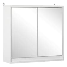 HOMCOM Wall Mounted Mirror Cabinet with Storage Shelf for Bathroom White