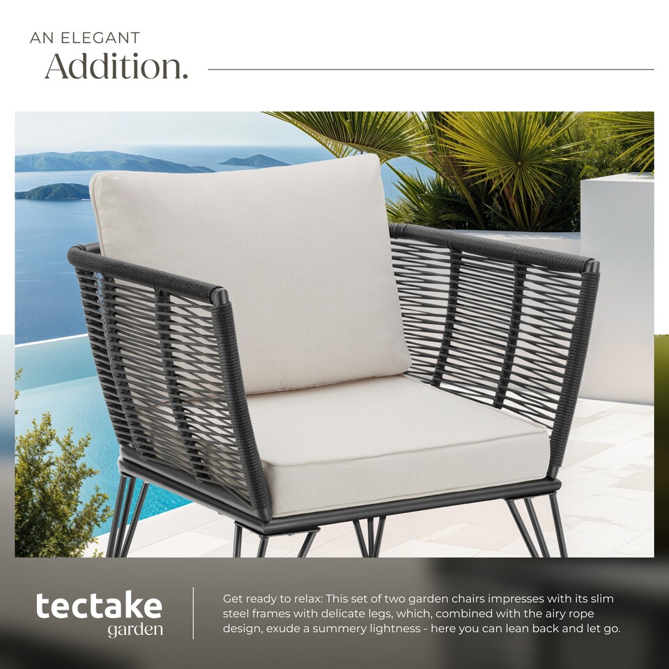 image 1 of Garden Chair Sundo - thick seat cushions, removable cushion covers | Grey | anthracite | 67 x 75,50 x 71 cm | 2