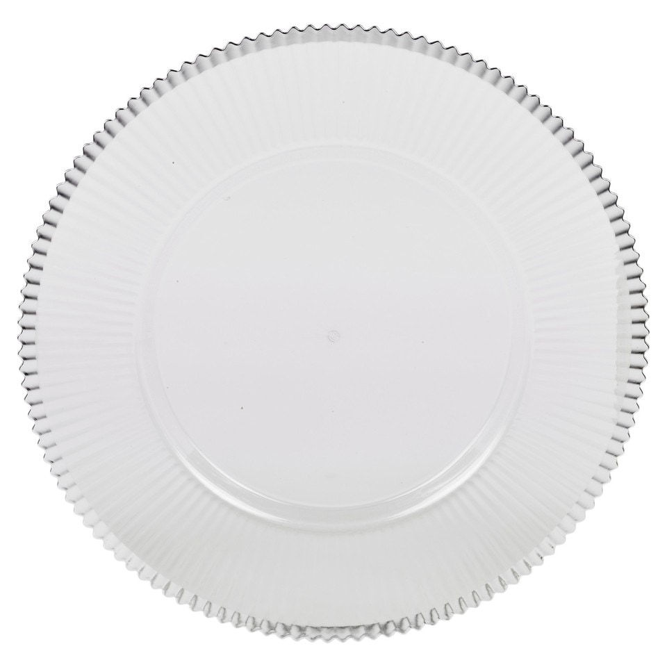 image 1 of Clear Fluted Charger Plates Silver Gold Wedding Tableware Underplates | Silver | Silver | Set of 6