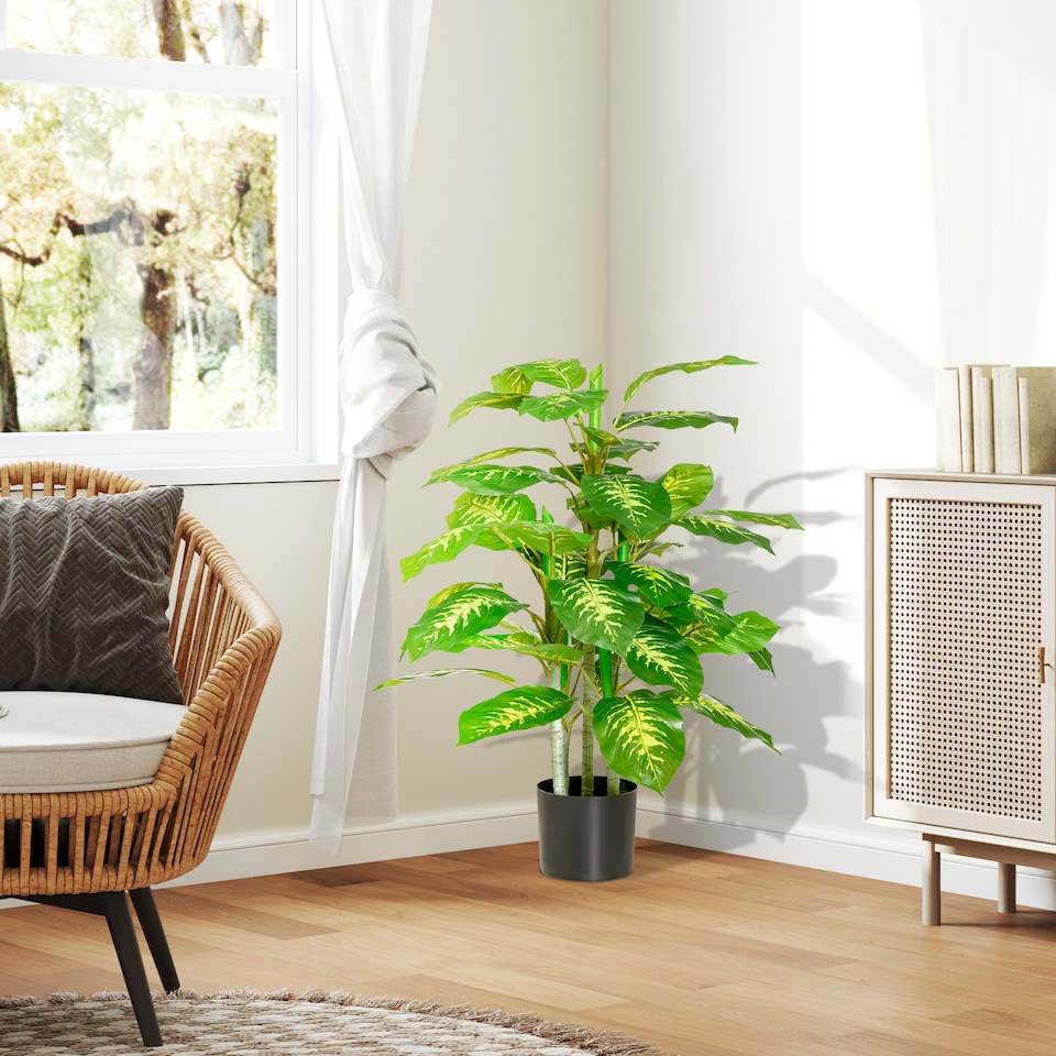 image 1 of HOMCOM Artificial Evergreen Tree Fake Decorative Plant in Nursery Pot for Indoor Decor, 95cm