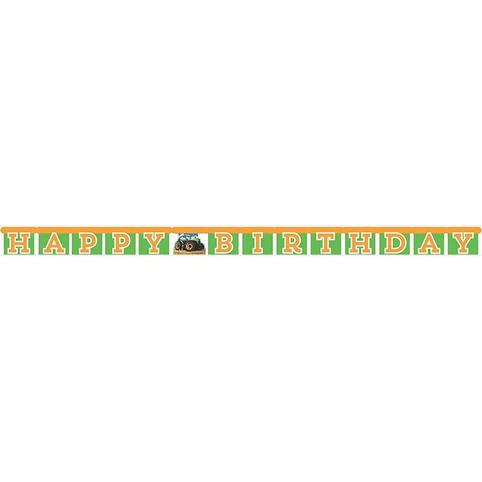 Creative Party Tractor Happy Birthday Banner - Green/Orange - One Size