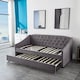 image 2 of Daybed with Trundle Grey 3ft with 2 Mattresses Twin Velvet Tufted Wooden with 2 Mattresses Bedroom Living Room