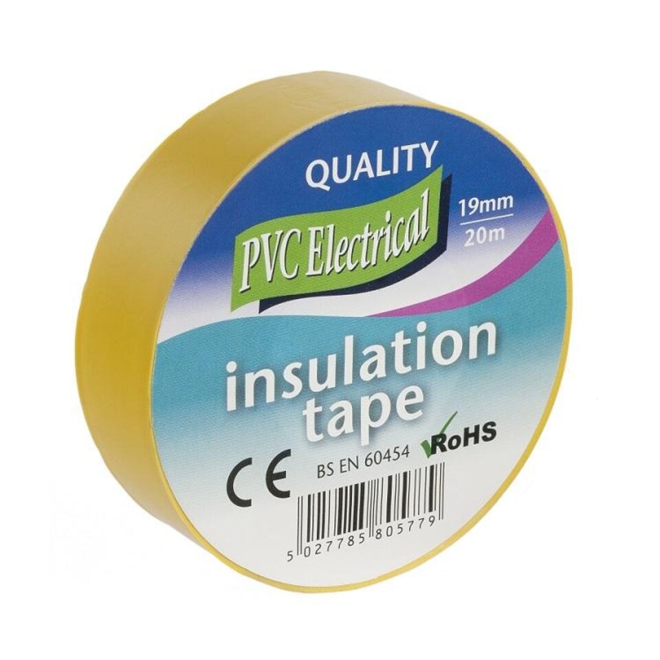 Electrical PVC Insulation Tape Yellow 19mm x 20m - One Colour - One Size