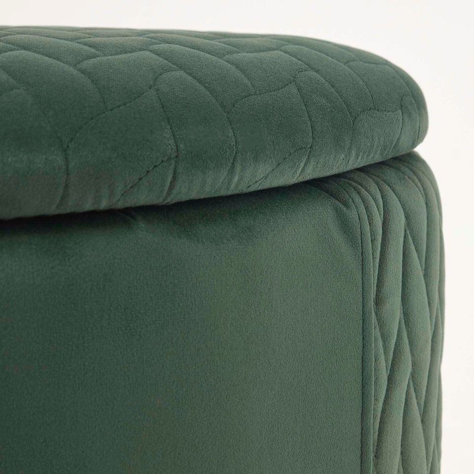 image 1 of Homescapes Arundel Heart-Shaped Velvet Footstool with Storage, Emerald