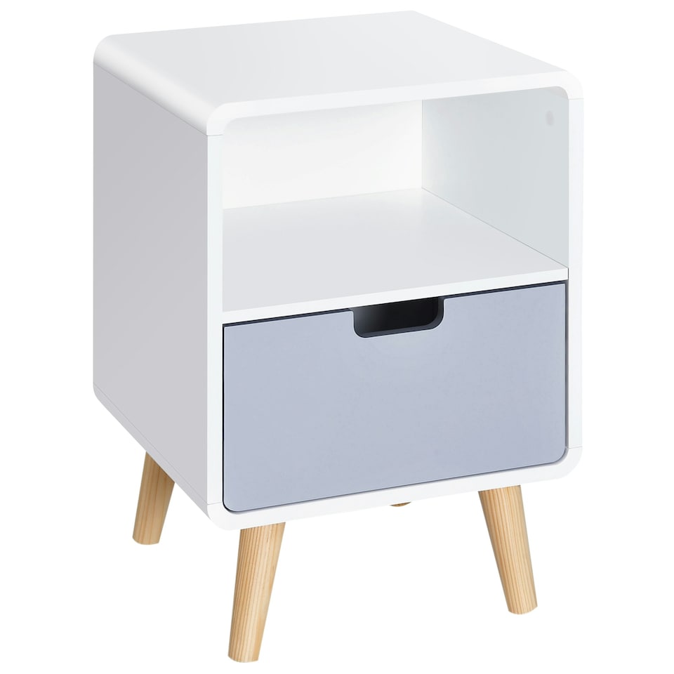 image 1 of HOMCOM Nordic Style Bedside Table End Table Nightstand With Drawer