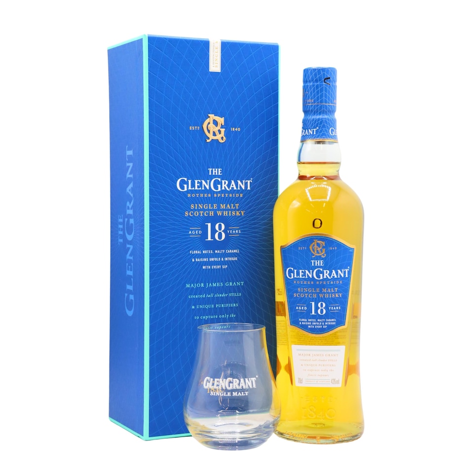 Glen Grant - Speyside Single Malt Scotch 18 year old Whisky (Includes Tasting Glass)