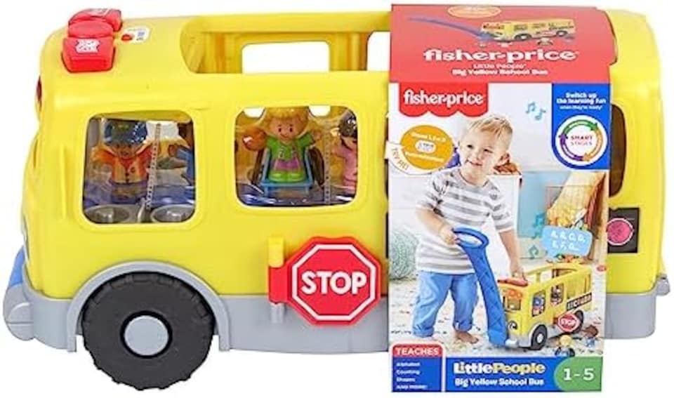 image 1 of Fisher Price Little People Big Yellow School Bus Musical Pull Toy