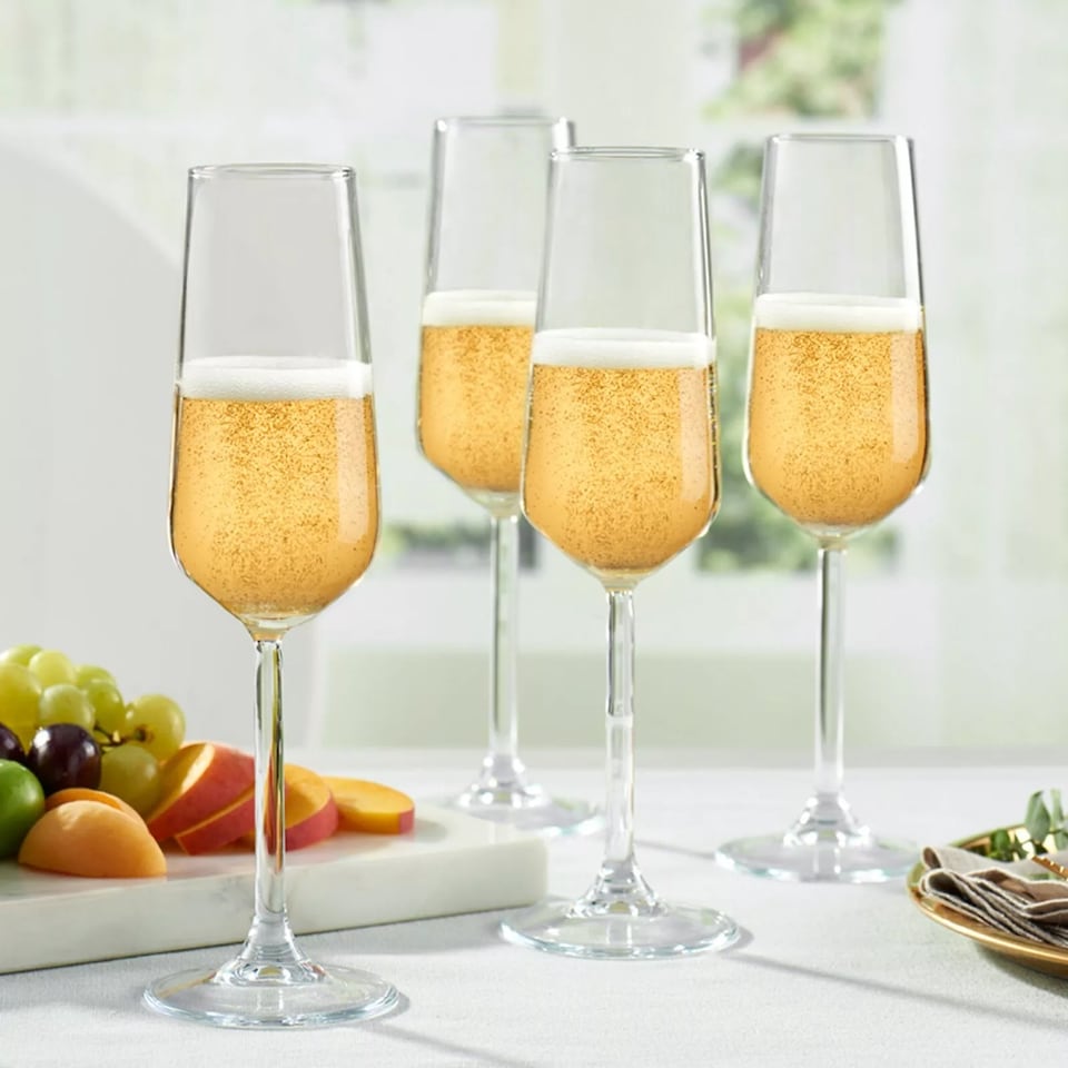 image 1 of 195ml Set Champagne Prosecco Flutes Stemmed Glasses Party Glassware Set of 6