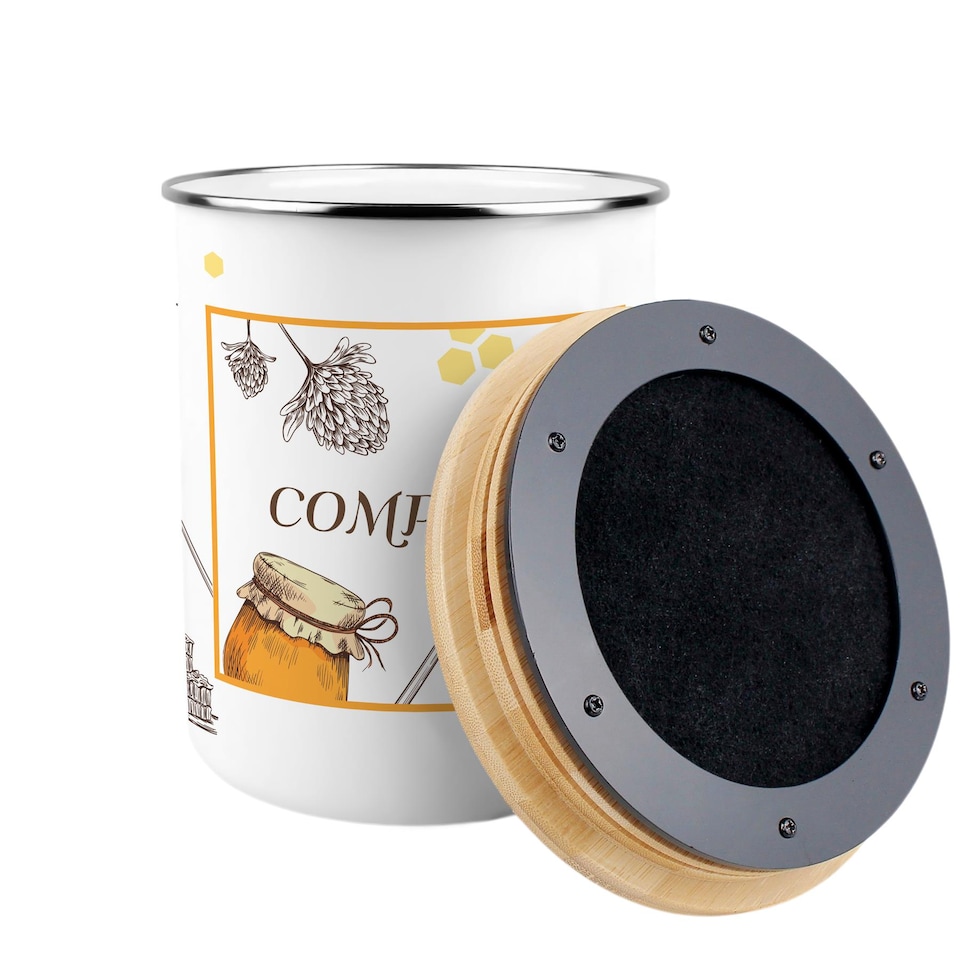 image 1 of Honey Bee Farm Compost Caddy - Metal 2L Decorative Kitchen Food Waste Bin