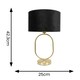 image 3 of ValueLights Antonia Black Velvet Drum Lamp Shade Brushed Gold Oval Table Lamp Gold