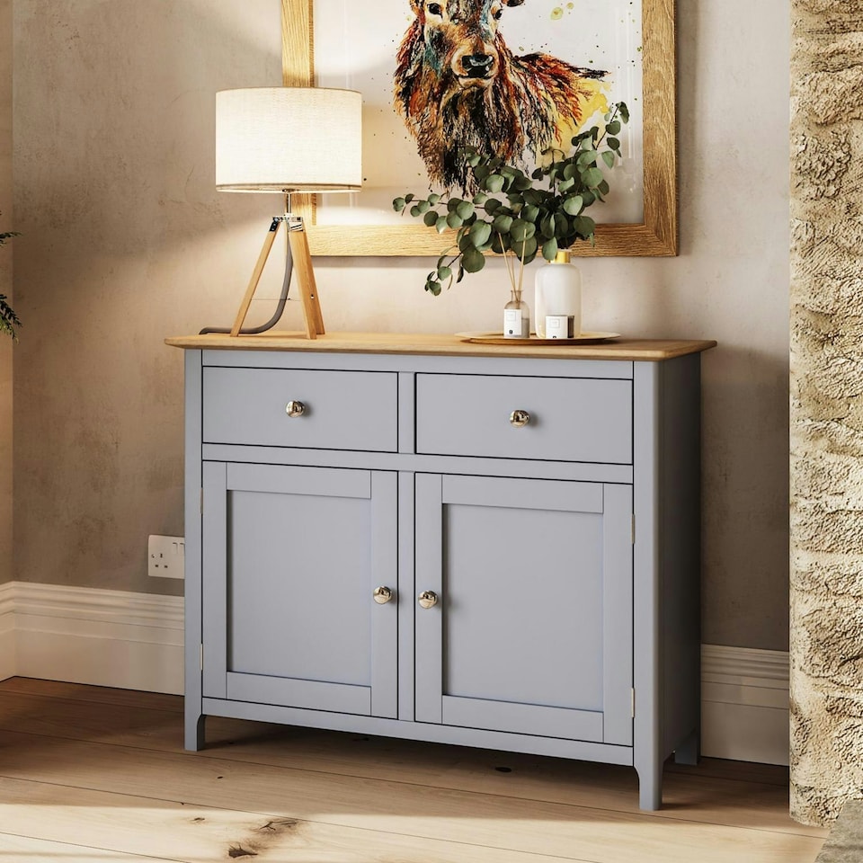 image 1 of Taberno Oak 2 Door 2 Drawer Sideboard Dove Grey Grey