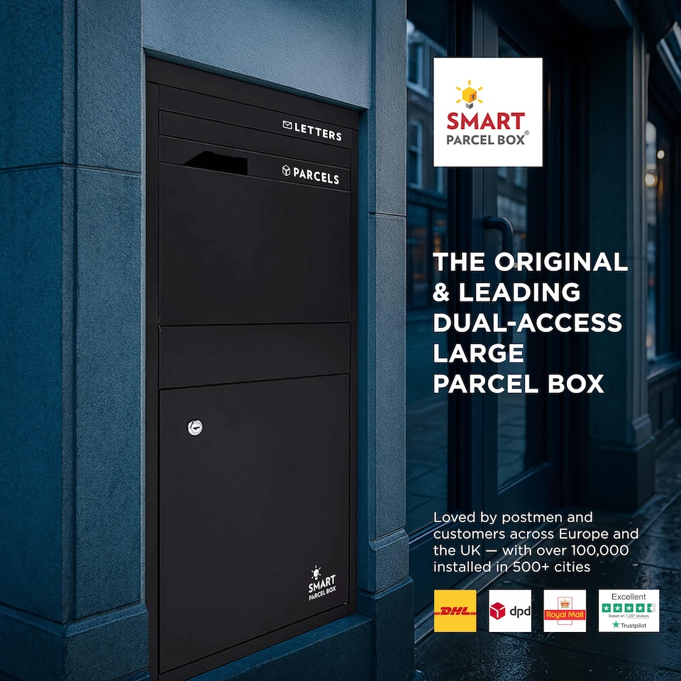 image 1 of SMART PARCEL BOX® Large Front & Rear Access | Black | 1