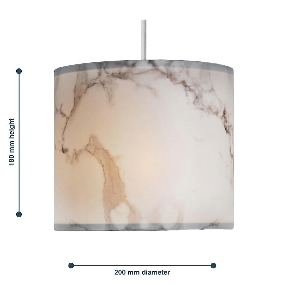 image 1 of First Choice Lighting White Marble Print Ceiling Light Shade Grey