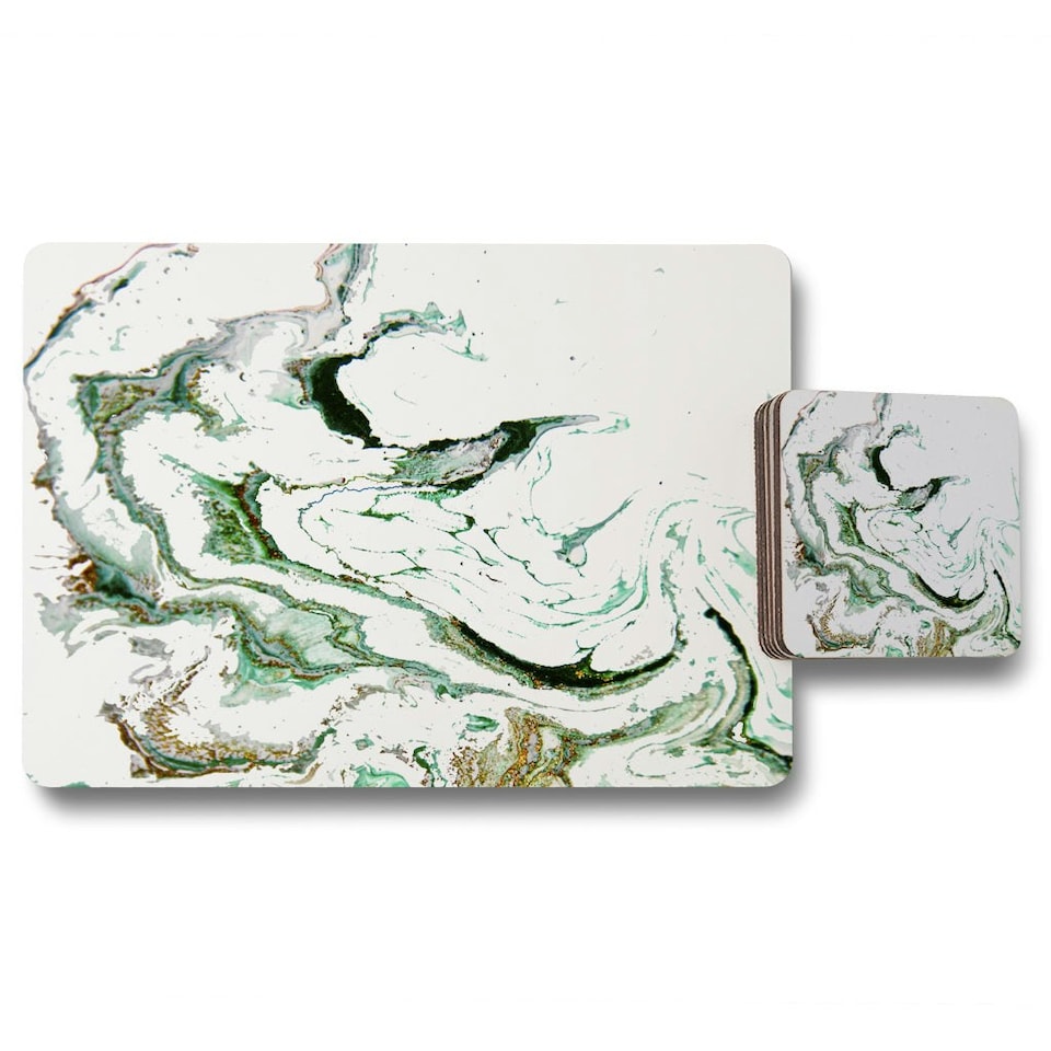 image 1 of Green Marble (Placemat & Coaster Set)