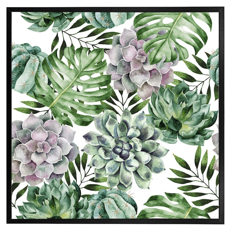 image 1 of Watercolour botanical leaves (Picture Frame) White | XL