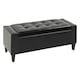 image 1 of HOMCOM 40x90cm PU Leather Storage Ottoman Bench Wood Frame w/ Tufting Feet Black